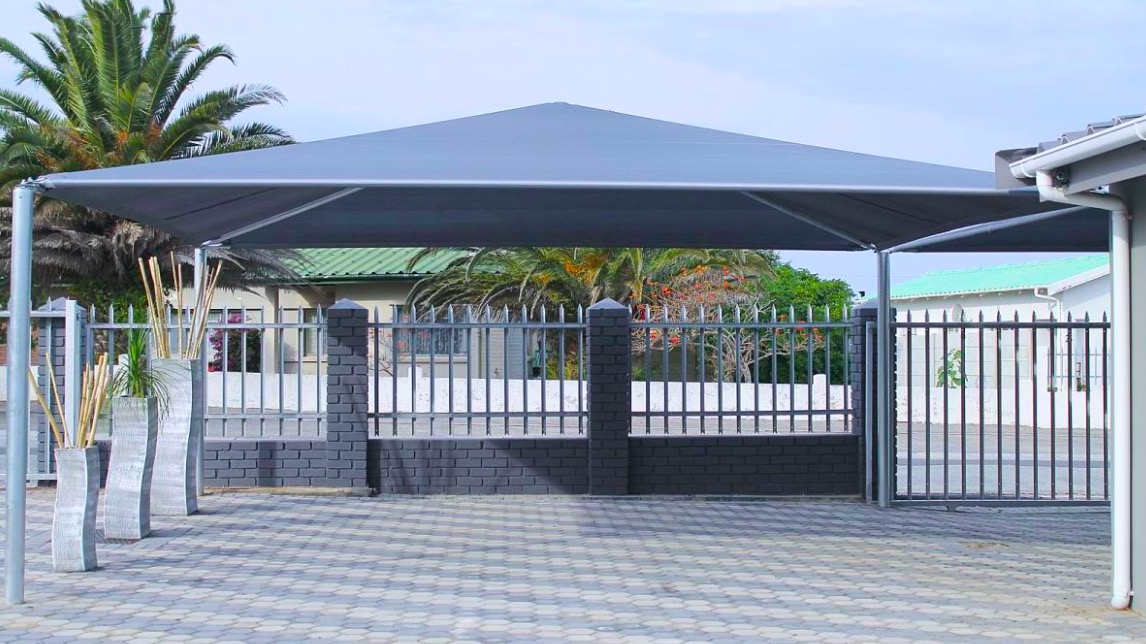 Shade net carport installation over multiple bays in Cape Town
